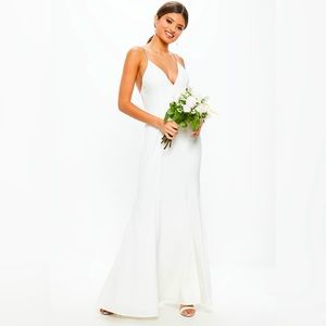 Bridal White Diamante Strap Maxi Dress